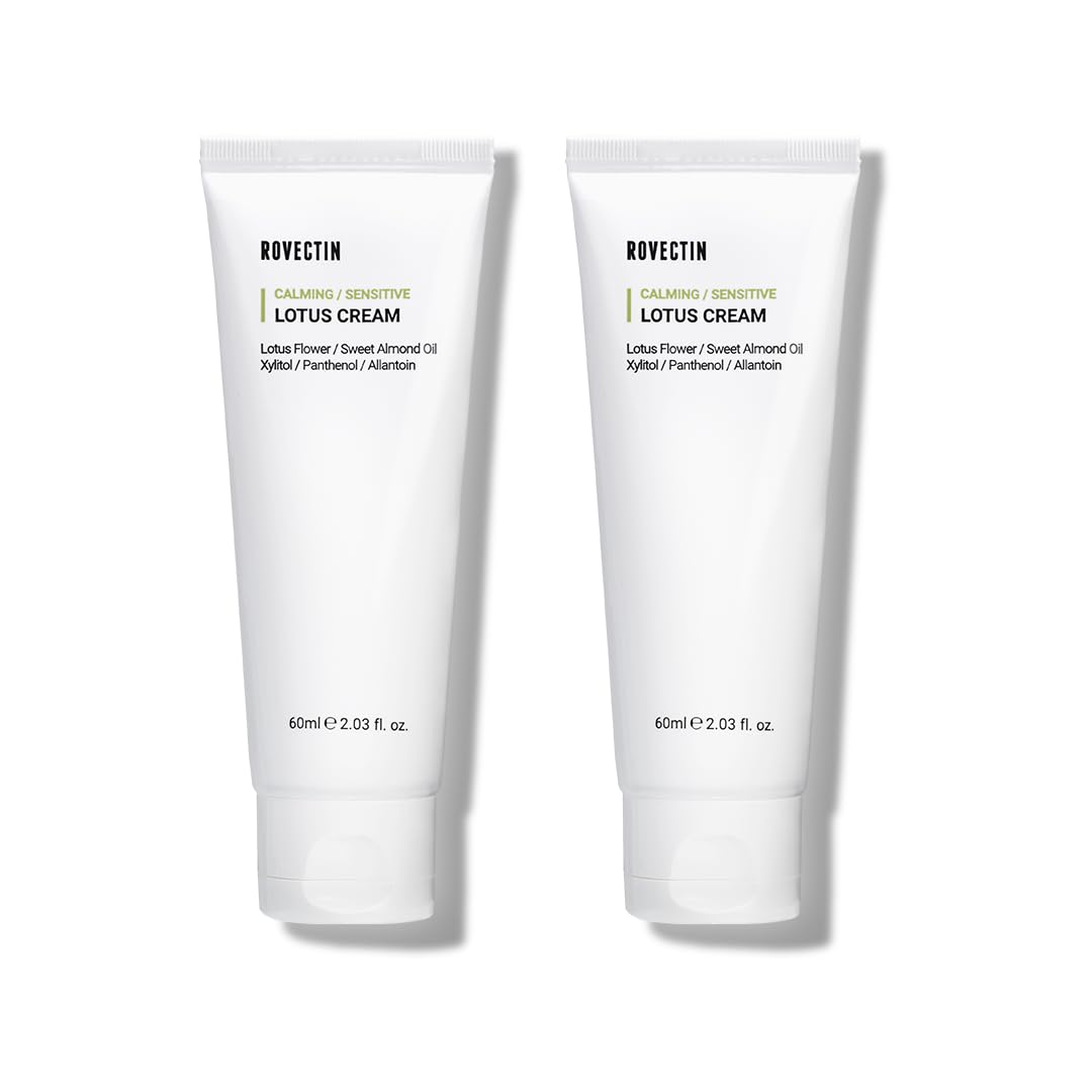 ROVECTIN Calming Lotus Water Cream - Lightweight Face Moisturizer for Oily, Combination Skin | 75% Lotus Water Extract For Skin Purifying, Anti-Aging | Vegan Korean Skincare (2.03 fl.oz) [2 Pack]-GlimoraGlow