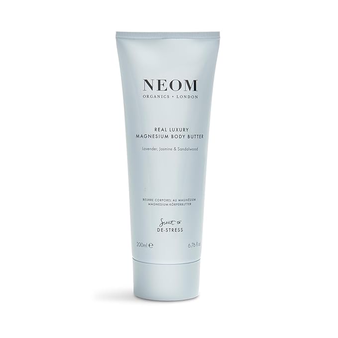 Neom - Magnesium Body Butter | 6.76 Fl Oz (200ml) | Lavender, Sandalwood & Jasmine | Calming Lotion with Essential Oils | 100% Natural Fragrances | Nourish & Soften | Signature De-Stress Scent-GlimoraGlow