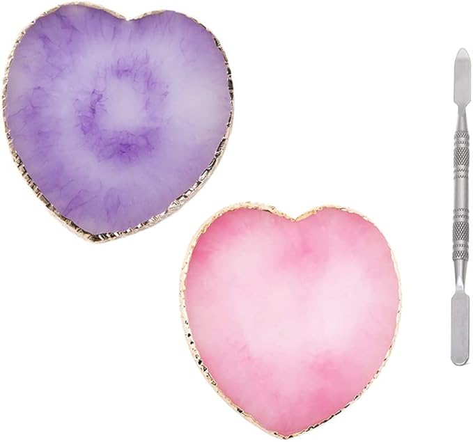 2 Pcs Herat Phnom Penh Resin Nail Art Palette,Nail Art Gel Nail Polish Palette Nail Art Painting Palettes with Stirring Rod Nail Piece Display Tool Cosmetic Makeup Mixed Color Palette Tray-GlimoraGlow