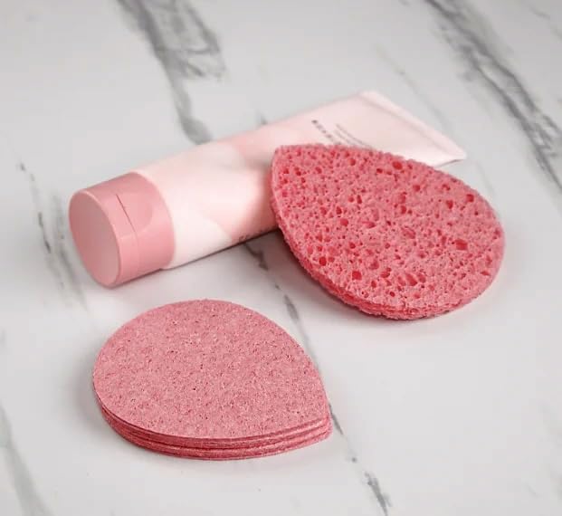 60-Count Compressed Facial Sponges | Makeup Remover Sponge | 100% Natural Cosmetic Spa Sponges for Facial Cleansing | Exfoliating Mask | Face Scrubber (Drop)-GlimoraGlow