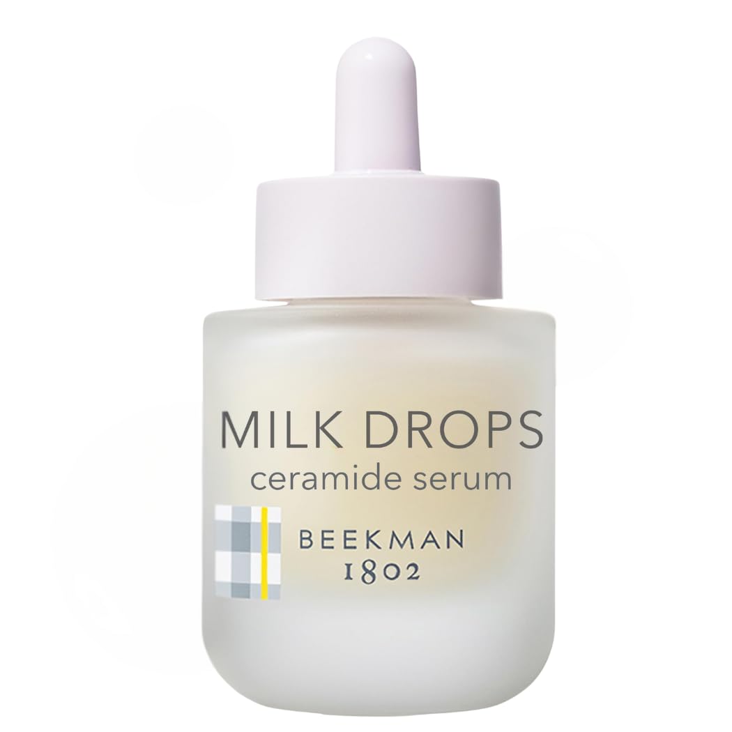 Beekman 1802 Milk Drops Ceramide Facial Serum - Squalane Oil, Hyaluronic Acid & Goat Milk Face Moisturizer - Boosts Skin Radiance & Hydrates Deeply - Fragrance Free, Cruelty Free-GlimoraGlow