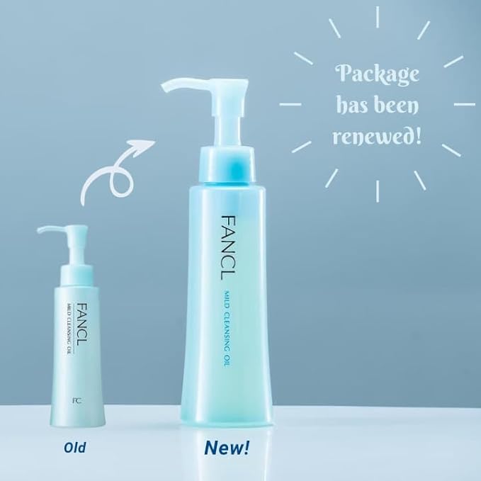 FANCL Mild Cleansing Oil, Japanese Facial Cleansing Oil, Makeup Remover, Oil Cleanser, 100% Preservative Free, Clean Skincare for Sensitive Skin [US Package] (1, Blue)-GlimoraGlow
