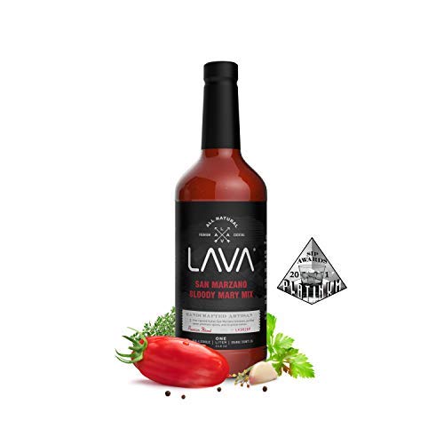 (3 Pack) LAVA Premium Bloody Mary Mix; Italian San Marzano Tomatoes, No Artificial Sweeteners, Vegan, Ready to Use, No Added Sugar, 1-Liter (33.8oz) Glass-GlimoraGlow