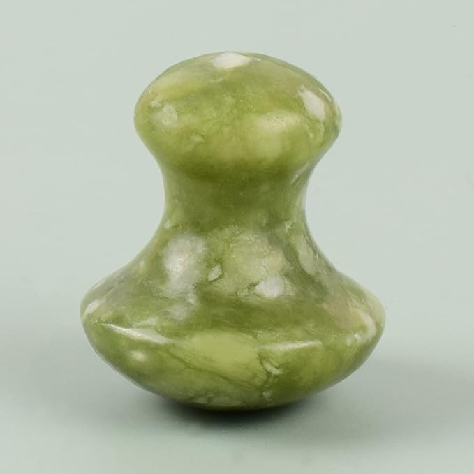 2 Pcs Mushroom Jade Gua Sha Facial Tools, Jade Roller Guasha Massage Green Jade Stone Mushroom Shaped Face Lift Remove Wrinkles Massager for Women Spa, Massage Knobs for Body Relaxing-GlimoraGlow