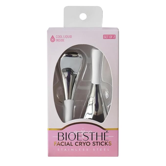 Ice Globes for Face & Eyes, Unbreakable Stainless Steel Cryo Sticks for Beauty Routines, Facials Cold Roller Cooling Globes for Puffiness, Wrinkles, Dark Circles, Headaches(White)-GlimoraGlow