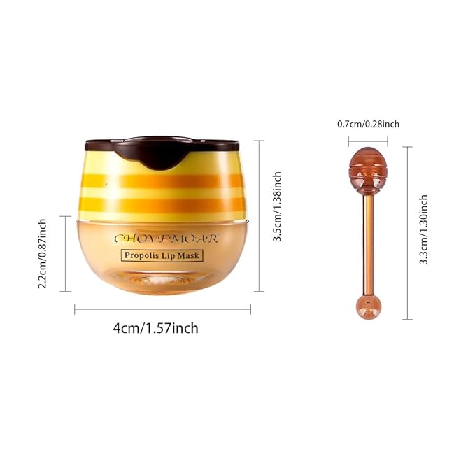 2 Pack Nourishing Lip Balm Honey Pot, Moisturizing Honey & Strawberry Propolis Lip Mask, Hydrating & Prevention Dry and Cracked Lip Scrubs Exfoliator Lip Sleeping Mask Reduces Lip Lines-GlimoraGlow