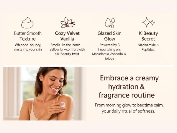 SOLME Brazilian Bum Bum Body Lotion Bouncy Bliss | Skin Tightening Body Butter with Coconut & Jojoba Oil, Collagen & Avocado Extract | Glowing Skin | Peach Vanilla Scent | K-Beauty, 6.76 fl. oz.-GlimoraGlow