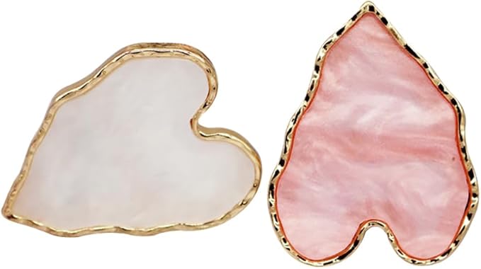 2 Pcs Nail Art Palette Ring Nail Color Mixing Tray Nail Polishing Palette Makeup Foundation Mixing Plate with Finger Ring for Nail Salon Shop Heart-GlimoraGlow