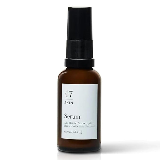 | Hydrating Face Serum with Silver Chitoderm for ALL Skin Types | Clears Acne, Prevents & Heals Breakouts & Blemishes, Repairs Scars | Moisturises and Nourishes For Smooth Skin | 30ml-GlimoraGlow