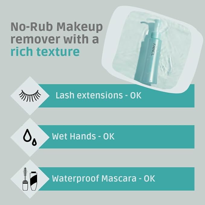 FANCL Mild Cleansing Oil, Japanese Facial Cleansing Oil, Makeup Remover, Oil Cleanser, 100% Preservative Free, Clean Skincare for Sensitive Skin [US Package] (2, Blue)-GlimoraGlow