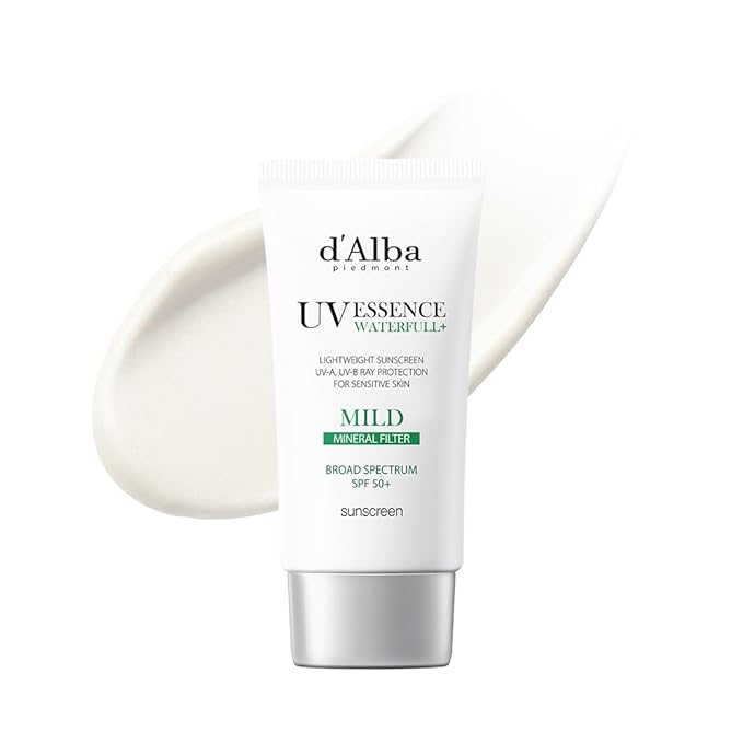 d'alba Piedmont Italian White Truffle Waterfull Mild Sunscreen, Vegan, Mineral Sunscreen, BROAD SPECTRUM SPF 50+ Non-Nano Suitable for Sensitive Skin, Korean Skin Care (1.69 fl. oz)-GlimoraGlow