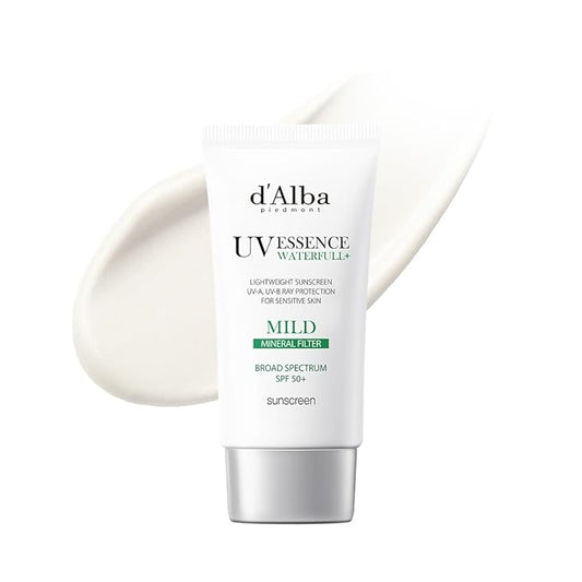 d'alba Piedmont Italian White Truffle Waterfull Mild Sunscreen, Vegan, Mineral Sunscreen, BROAD SPECTRUM SPF 50+ Non-Nano Suitable for Sensitive Skin, Korean Skin Care (1.69 fl. oz)-GlimoraGlow