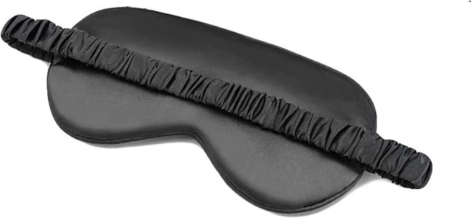 100% Natural Mulberry Soft Silk Sleep Mask, Light Blocking Eye Masks For Sleep, Night Blindfold Eye Mask Cover For Men And Women, Sleeping Night Mask For Travel (Black)-GlimoraGlow