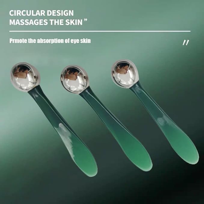 2 in 1 Roller Eyes Cream Applicator Wand and T-Shape Massager Tool for Facial Massage, Reduce Puffiness (Green-1)-GlimoraGlow