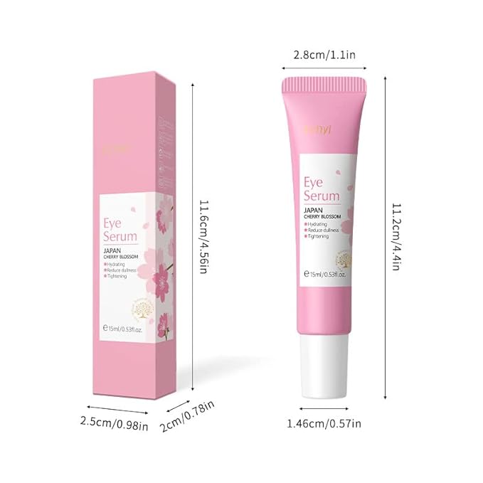 AKARY Cherry Blossom Eye Roller Serum Eye Moisturizer, Deep Hydration Eye Serum with Caffeine and Sodium Hyaluronate, Under Eye Cream to Reduce Dark Circles, Fine Lines, Smoothing Skin Care Treatment-GlimoraGlow
