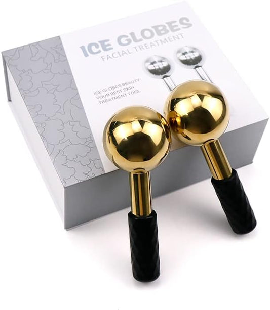 Globes for Facials, Cooling Roller for Face, Cryo Sticks Massager for Face Neck & Eyes, Cold Roller Skin Care for face Puffiness, Dark Circles, Wrinkles, Collagen Production (Gold)-GlimoraGlow