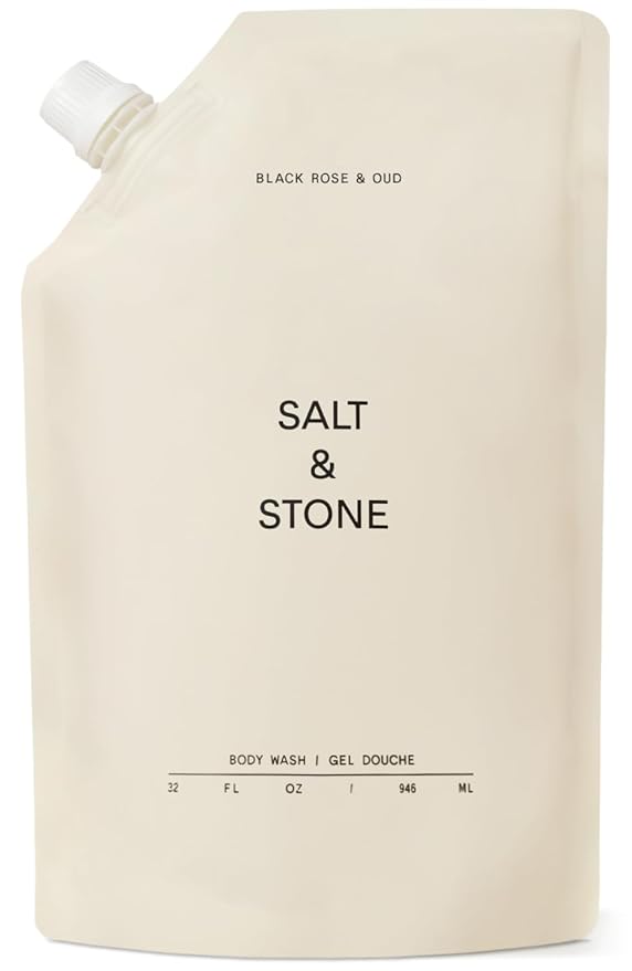 Salt & Stone Body Wash with Antioxidants for Deep Moisture | For Women & Men, Sulfate, Paraben, & Dye Free, Leaving Skin Soft and Hydrated | Black Rose & Oud 32 fl oz-GlimoraGlow