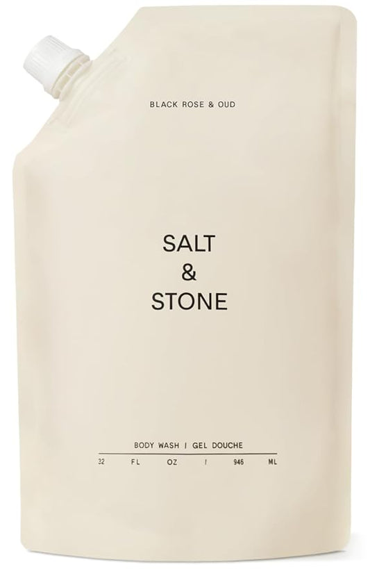 Salt & Stone Body Wash with Antioxidants for Deep Moisture | For Women & Men, Sulfate, Paraben, & Dye Free, Leaving Skin Soft and Hydrated | Black Rose & Oud 32 fl oz-GlimoraGlow