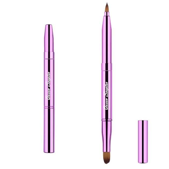 Cosmetic Brushes Lip Eye Double Sided Makeup Brush with Cap for Travel Retractable Lip Brush Eyebrow Brush Concealer Brush For Lipstick Portable Purple-GlimoraGlow