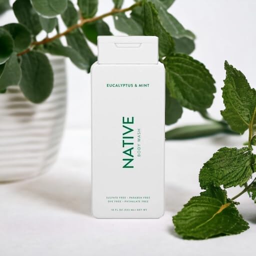 Native Body Wash Contains Naturally Derived Ingredients | For Women & Men, Sulfate, Paraben, & Dye Free Leaving Skin Soft and Hydrated | Eucalyptus & Mint 18 oz - 2 Pk-GlimoraGlow