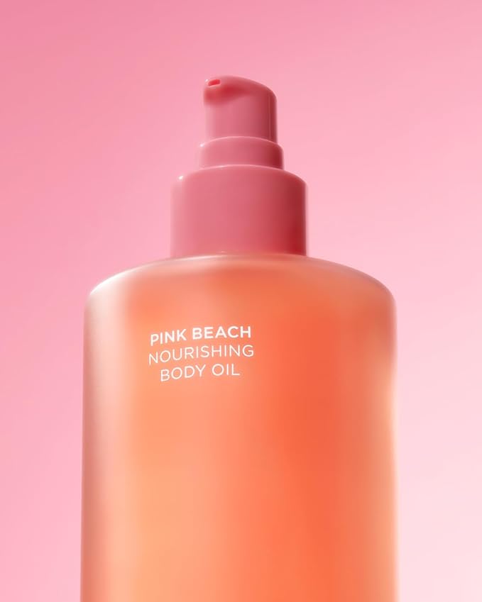 Saltair Body Oil. Jumbo Size Pink Beach After Shower and Bath Oil Moisturizer for Women and Men. Botanical, Non-Greasy, and Well-Absorbing Lotion for Hydrating Dry Skin. 10oz Bottle-GlimoraGlow