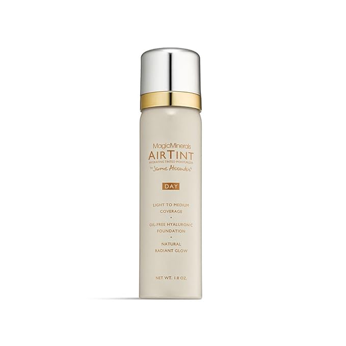 Jerome Alexander MagicMinerals AirTint Tinted Moisturizer AirBrush Spray Light Shade | Tinted Moisturizer Spray with Anti-Aging Ingredients | Dark-GlimoraGlow