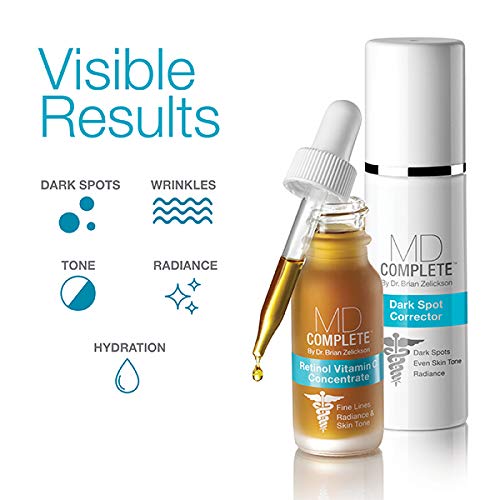 MD Complete Dark Spot Retinol Duo | Professional Dermatologist Dark Spot Correction | includes Dark Spot Corrector 1.0 fl oz and Retinol Vitamin C Concentrate Serum 0.5 fl oz| Set of Two-GlimoraGlow