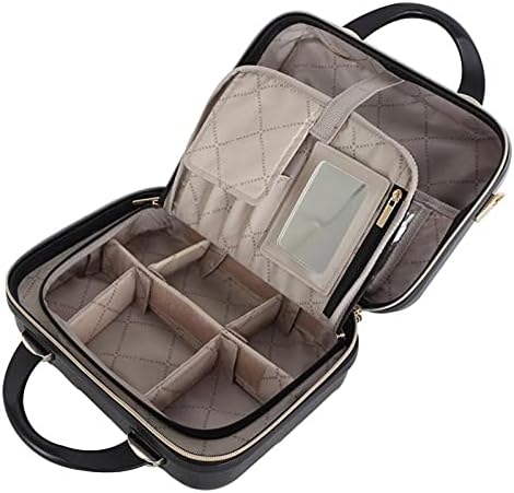 2-in-1 Essential St. Tropez Design Beauty Case - Black/Cream Python, Rose Gold-GlimoraGlow