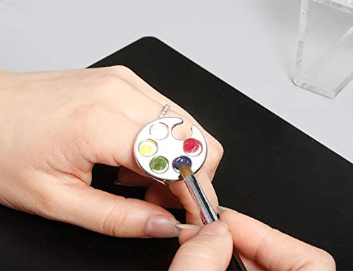 2 Pieces Nail Art Palette Finger Rings, Mini Polish Holder Drawing Color Palette, Nail Art Painting Gel Palette Manicure Tool, Cosmetic Artist Mixing Palette-GlimoraGlow