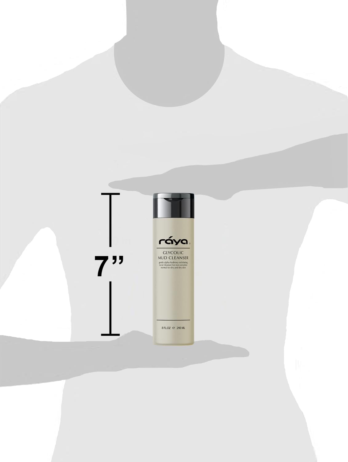 Raya Glycolic Mud Facial Cleanser with AHA 8 oz (G-103) | Exfoliating pH Balanced Facial Cleansing Fluid for Non Sensitive, Dry and Combination Skin | Made with Alpha Hydroxy Acid and Volcanic Mud-GlimoraGlow