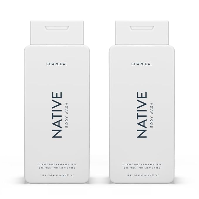 Native Body Wash Contains Naturally Derived Ingredients | For Women & Men, Sulfate, Dye, & Paraben Free Leaving Skin Soft and Hydrated | Charcoal 18 oz - 2 Pk-GlimoraGlow