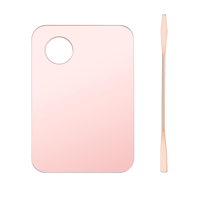 1 Pc Acrylic Cosmetic Makeup Palette with Makeup Spatula Tool Makeup Mixing Tray Apply for Foundation Eye Shadow Lipsticks Nail Art Beauty Salon (Rose gold)-GlimoraGlow