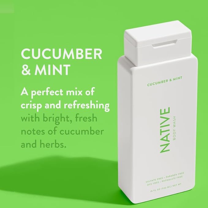 Native Body Wash Contains Naturally Derived Ingredients | for Women & Men, Sulfate, Paraben, & Dye Free Leaving Skin Soft & Hydrated |Coconut & Vanilla, Lavender Rose, & Cucumber Mint, 18 oz Pack of 3-GlimoraGlow