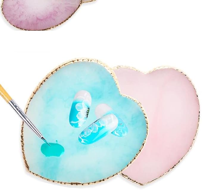 2 Pcs Herat Phnom Penh Resin Nail Art Palette,Nail Art Gel Nail Polish Palette Nail Art Painting Palettes with Stirring Rod Nail Piece Display Tool Cosmetic Makeup Mixed Color Palette Tray-GlimoraGlow
