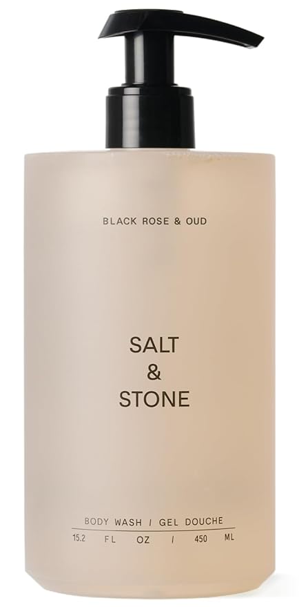 Salt & Stone Body Wash for Women & Men | Black Rose & Oud | Hydrating Gel Cleanser | Clean & Soften Skin | Made with Niacinamide & Hyaluronic Acid | Free From Parabens, Sulfates & Pthalates 15.2 fl oz-GlimoraGlow