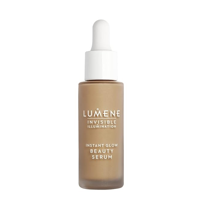 Lumene Invisible Illumination Instant Beauty Glow Serum - Sheer-Coverage Face Makeup + Brightening Serum - Infused with Nordic Algae and Vitamin E for Instant Radiance - Universal Tan (30ml)-GlimoraGlow