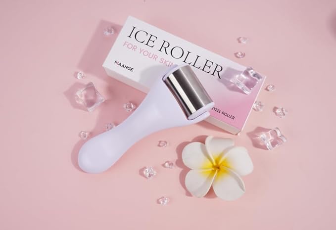 MAANGE Ice Roller For Face & Eye Roller for Puffiness,Stainless Steel Facial Roller Ice Face Roller Mini Roller Set (white 2 pcs)-GlimoraGlow