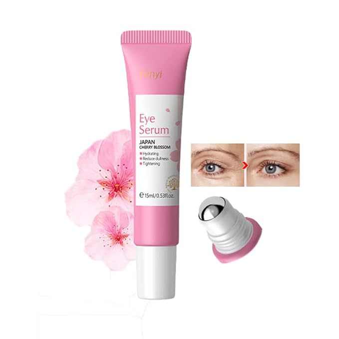 AKARY Cherry Blossom Eye Roller Serum Eye Moisturizer, Deep Hydration Eye Serum with Caffeine and Sodium Hyaluronate, Under Eye Cream to Reduce Dark Circles, Fine Lines, Smoothing Skin Care Treatment-GlimoraGlow