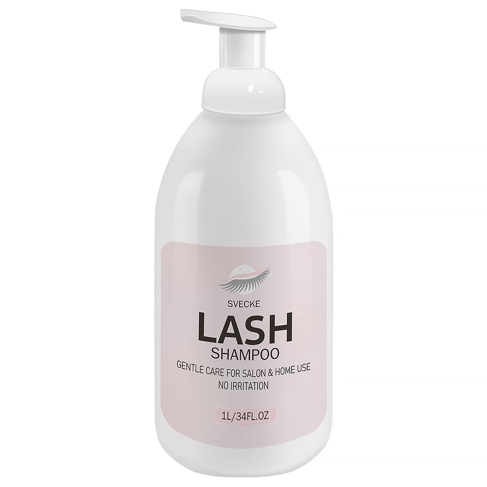 Lash Shampoo 34fl.oz/1L, Eyelash Shampoo for Lash Extension, Eyelash Extension Cleanser, Lash Eyelid Foam Cleaning Kit for Salon Use and Home Use-GlimoraGlow