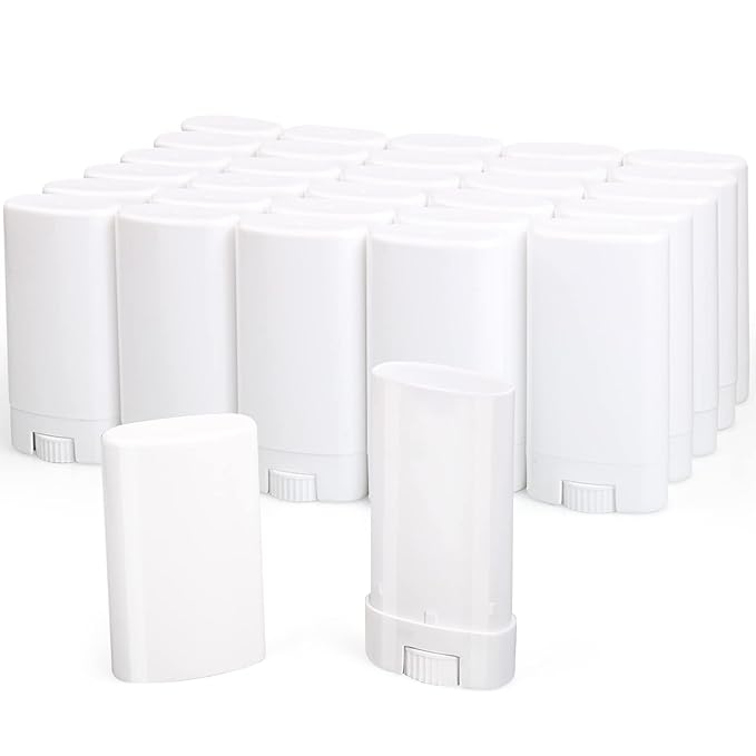 15ml Travel Deodorant Containers,Top-Fill,Empty Plastic Oval Lip Balm Tubes for Chapstick,Lip Balm,Lotion Bar Sticks,Salve,Homemade Solid Lotion,Sample Size Deodorant-30 Pack,White-GlimoraGlow