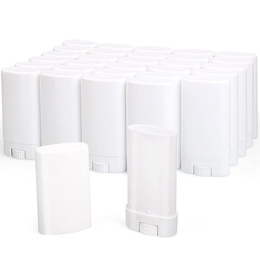 15ml Travel Deodorant Containers,Top-Fill,Empty Plastic Oval Lip Balm Tubes for Chapstick,Lip Balm,Lotion Bar Sticks,Salve,Homemade Solid Lotion,Sample Size Deodorant-30 Pack,White-GlimoraGlow