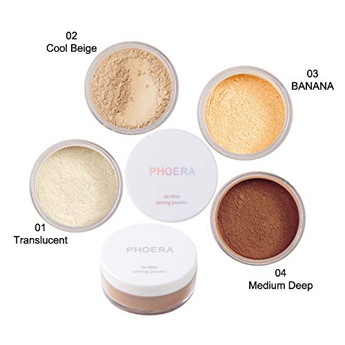 2 Pcs PHOERA Setting Powder and Face Primer, Control Oil Brighten Skin Color Cover Face Setting Loose Powder。 (02 Cool Beige + makeup primer)-GlimoraGlow