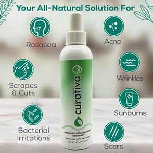 Curativa Bay .02% Hypochlorous Skin Spray, Clear Skin, Most effective For Total Skin Health and the Base for all Skin Care. 100% Organic, Made in USA, Produces Great Results 8 OZ.-GlimoraGlow