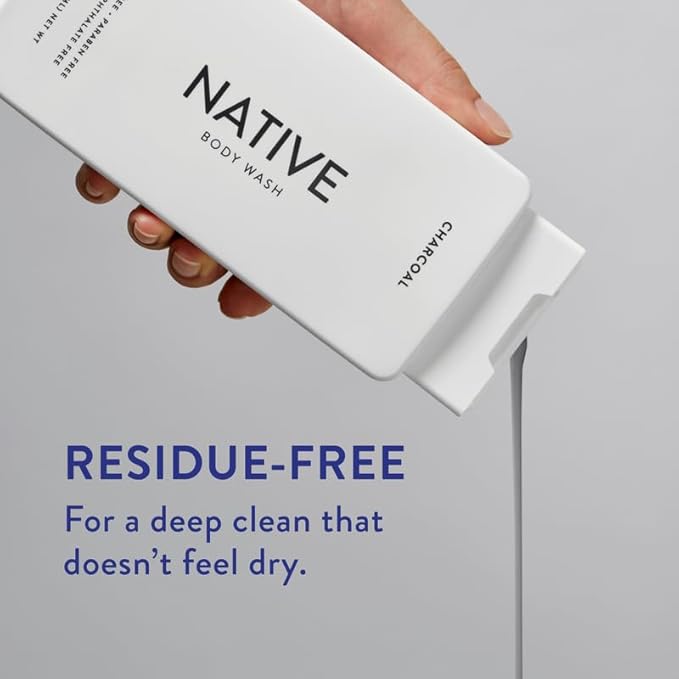 Native Body Wash Contains Naturally Derived Ingredients | For Women & Men, Sulfate, Dye, & Paraben Free Leaving Skin Soft and Hydrated | Charcoal 18 oz - 2 Pk-GlimoraGlow
