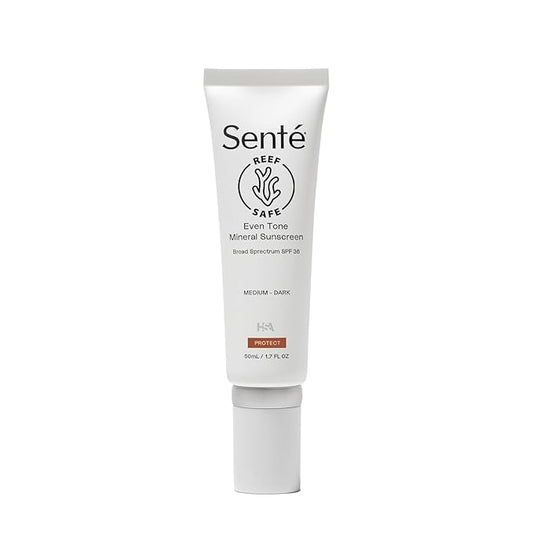 Senté Even Tone Mineral Sunscreen Tinted | SPF 36 Medium-Dark | Hydrating, Lightweight Sun Protection Treatment for Redness & Discoloration | UVA/UVB & Blue Light Defense | 1.7 oz-GlimoraGlow