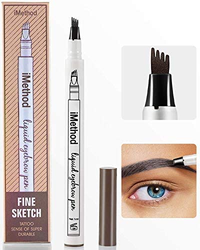 iMethod Eyebrow Pen - iMethod Eyebrow Pencil with a Micro-Fork Tip Applicator Creates Natural Looking Brows Effortlessly and Stays on All Day, Dark Grey-GlimoraGlow