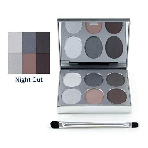 Jerome Alexander New Again Eyeshadow Palette & Brush, 6 Buildable & Blendable Micronized Powder Shades (Night Out)-GlimoraGlow