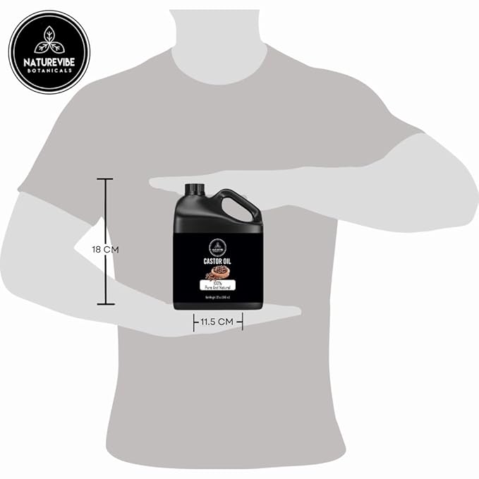 Naturevibe Botanicals Castor Oil 32 Ounces | 100% Pure and Natural | Great for Skin Care and Hair Care | Hexane Free Unrefined Oil for Enhanced Eyebrows and Eyelashes 32 Fl Oz | 946ml-GlimoraGlow