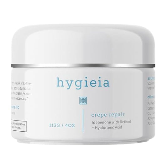 Hygieia Crepey Skin Liposomal Repair Cream – Anti-Aging Crepe Corrector Lotion for Loose Skin (Arms, Neck & Body) & Wrinkles – Retinol & Hyaluronic Acid Firming Cream with Idebenone – Made in USA, 4oz-GlimoraGlow