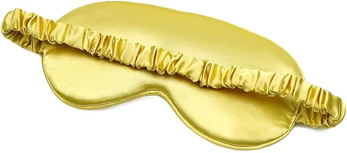 100% Natural Mulberry Soft Silk Sleep Mask, Light Blocking Eye Masks for Sleep, Night Blindfold Eye Mask Cover for Men and Women, Sleeping Night Mask for Travel (Gold)-GlimoraGlow